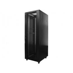 TechSon 600 × 600 mély 22U magas, álló rackszekrény, üveg ajtó, fekete