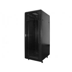 TechSon 600 × 600 mély 42U magas, álló rackszekrény, üveg ajtó, fekete