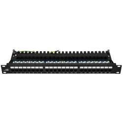 Patch panel, 24 port, CAT5e, kábeltartóval (RackLPP120)